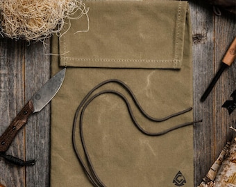 Waxed Canvas Roll-Top Tinder Bag: Bushcraft Fire Kit