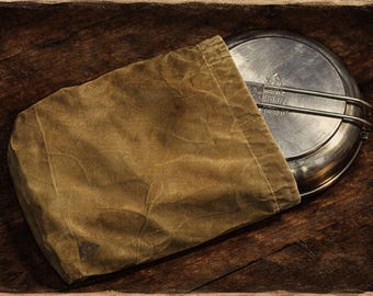 Waxed Canvas Camp Skillet Bag: Vintage Cookware Storage
