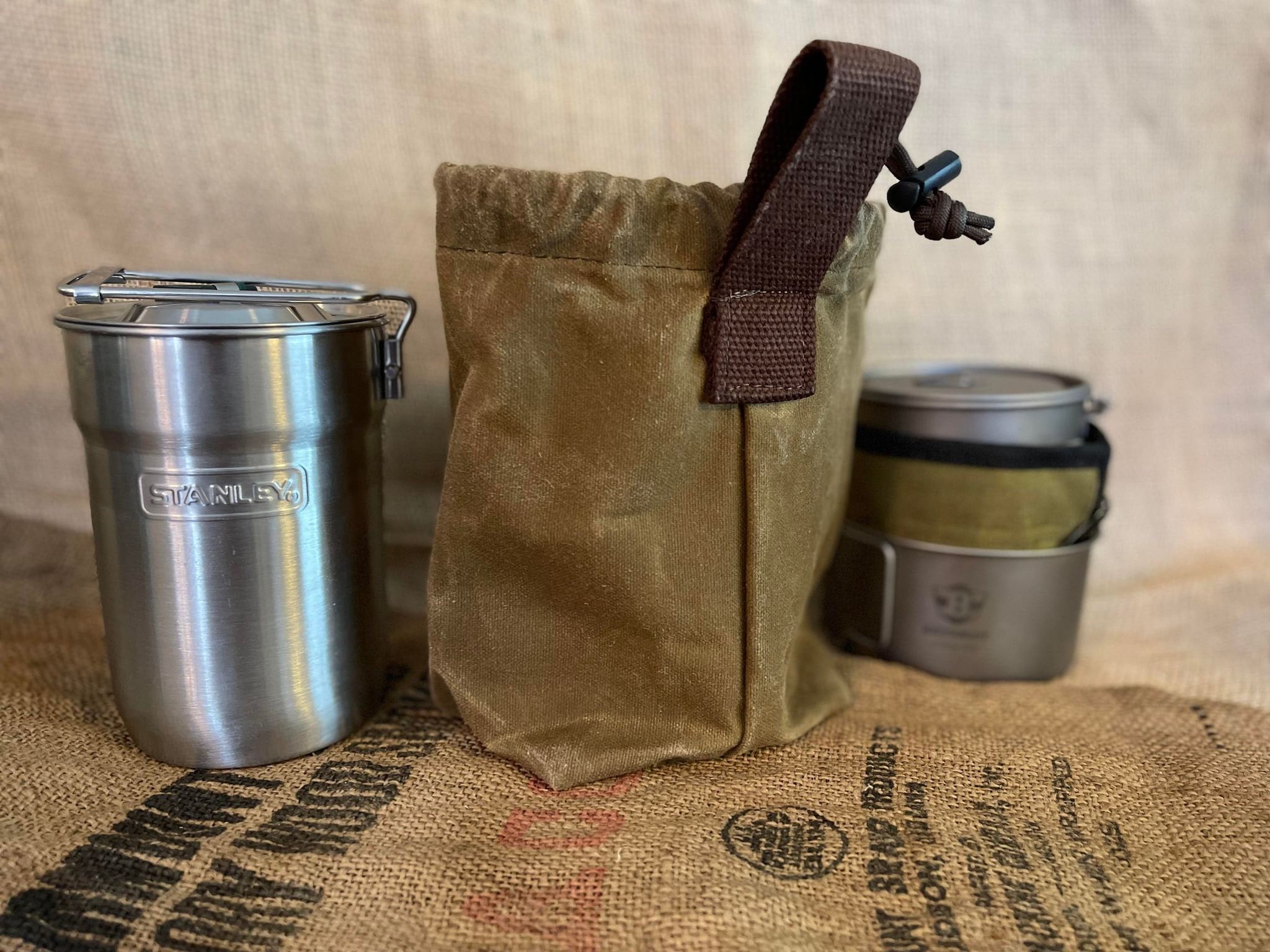 Cook Set Bag, Stanley Cook Set Pouch, Camp Utensil Bag, Camp Cooking Bag,  Waxed Canvas Gear, Bushcraft Gear, Survival Gear, Hiking Cook Set 