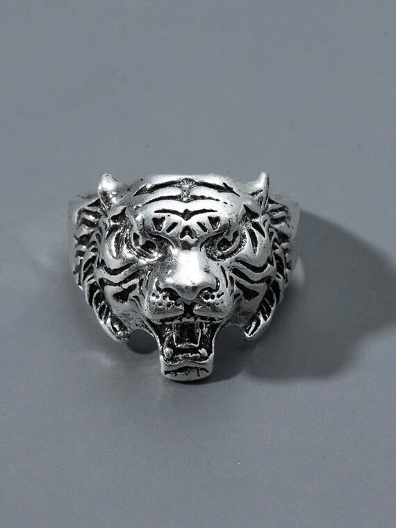 Animal head ring tiger stainless steel Etsy