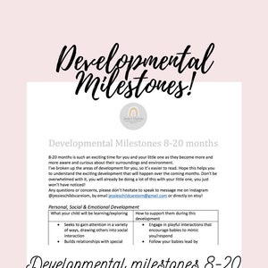 8-20 Months Developmental Milestones Printable