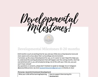 8-20 Months Developmental Milestones Printable