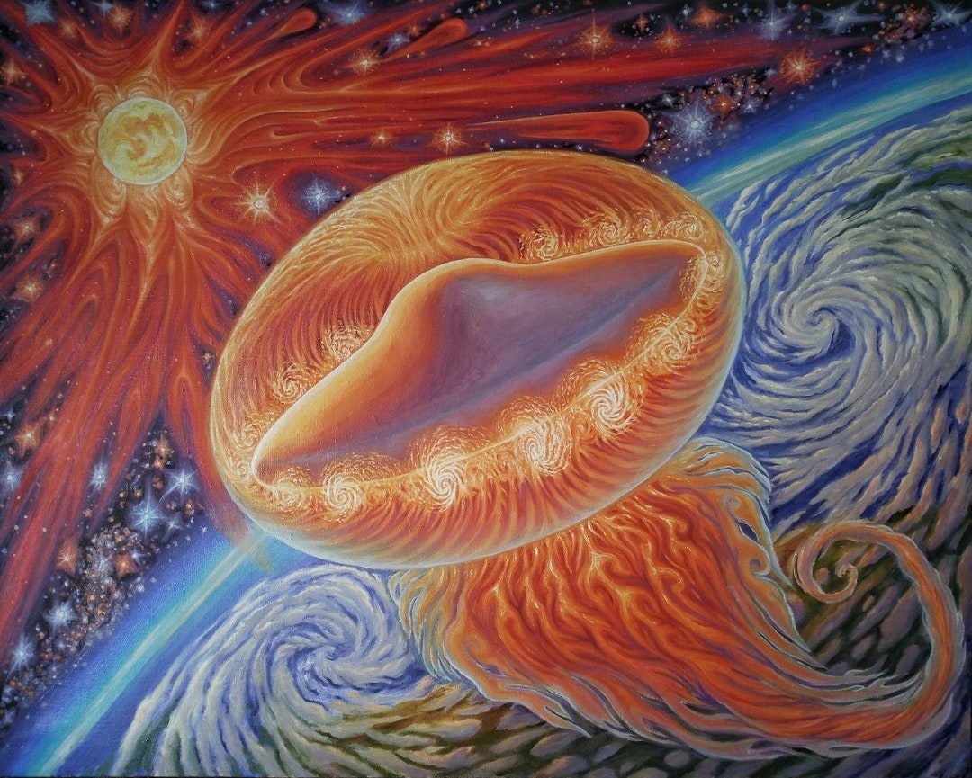 UFO Flying Saucer Original Art Oil Painting on Canvas Visionary Sci Fi ...