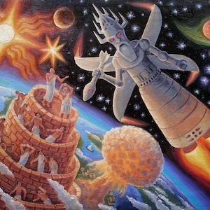 Tower of Babel original sci fi art anunnaki ancient aliens Sumerian gods