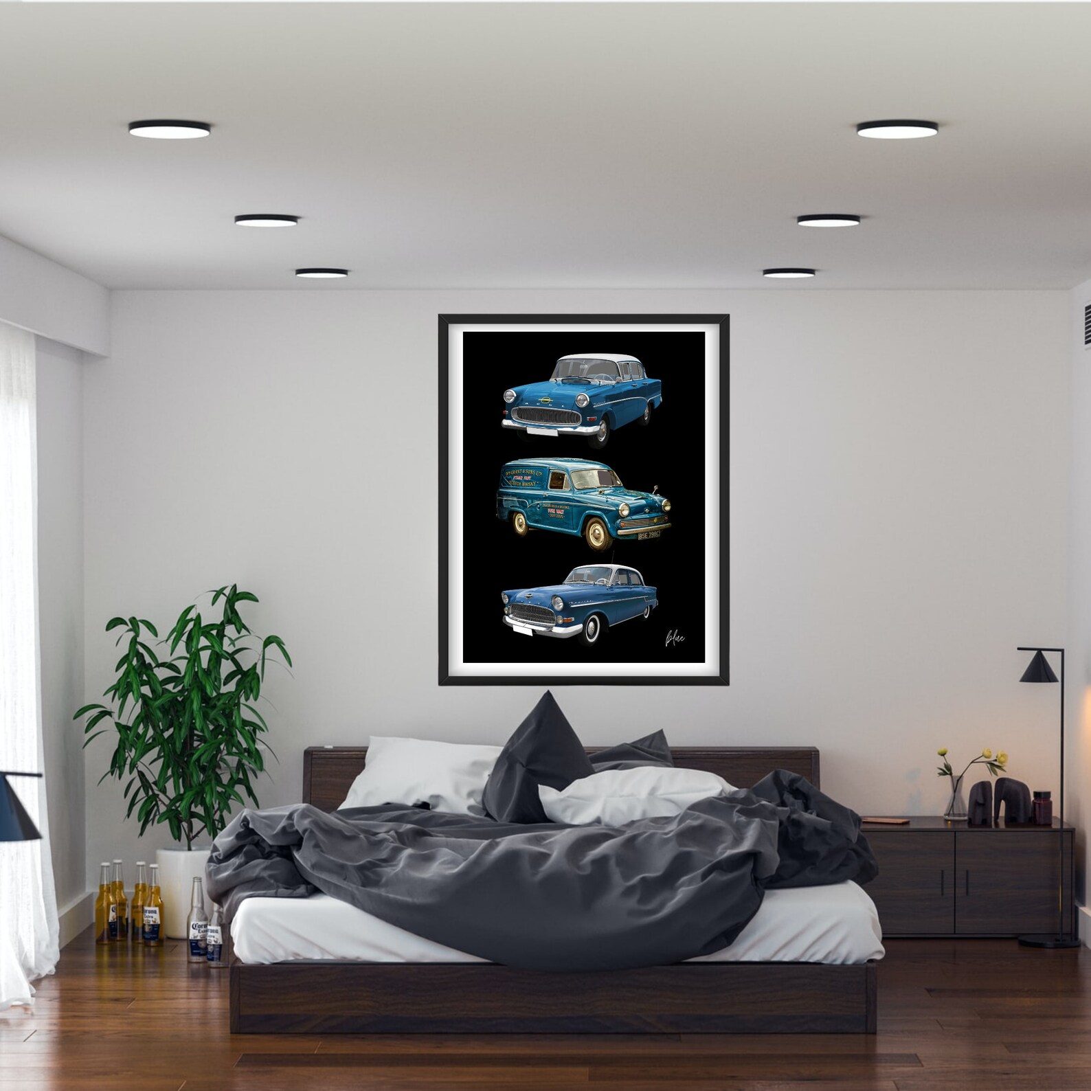 Classic blue cars Wall art Digital Download Cars Poster | Etsy
