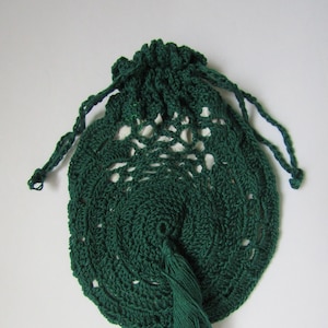 Bolsa con cordón Retícula Bosque Verde Mano Ganchillo Guerra Civil Renacimiento Victoriano RC27