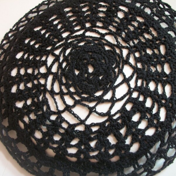 Crochet Hair Net Black Victorian Civil War Renaissance Hand Made HN5