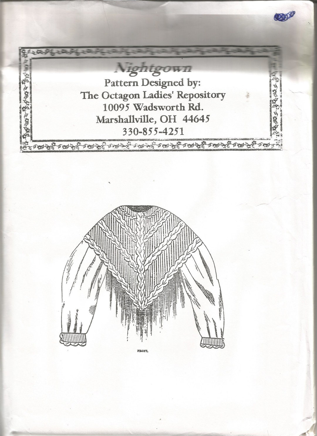 Nightgown Sewing Pattern Victorian Era Civil War Reenactment Octagon