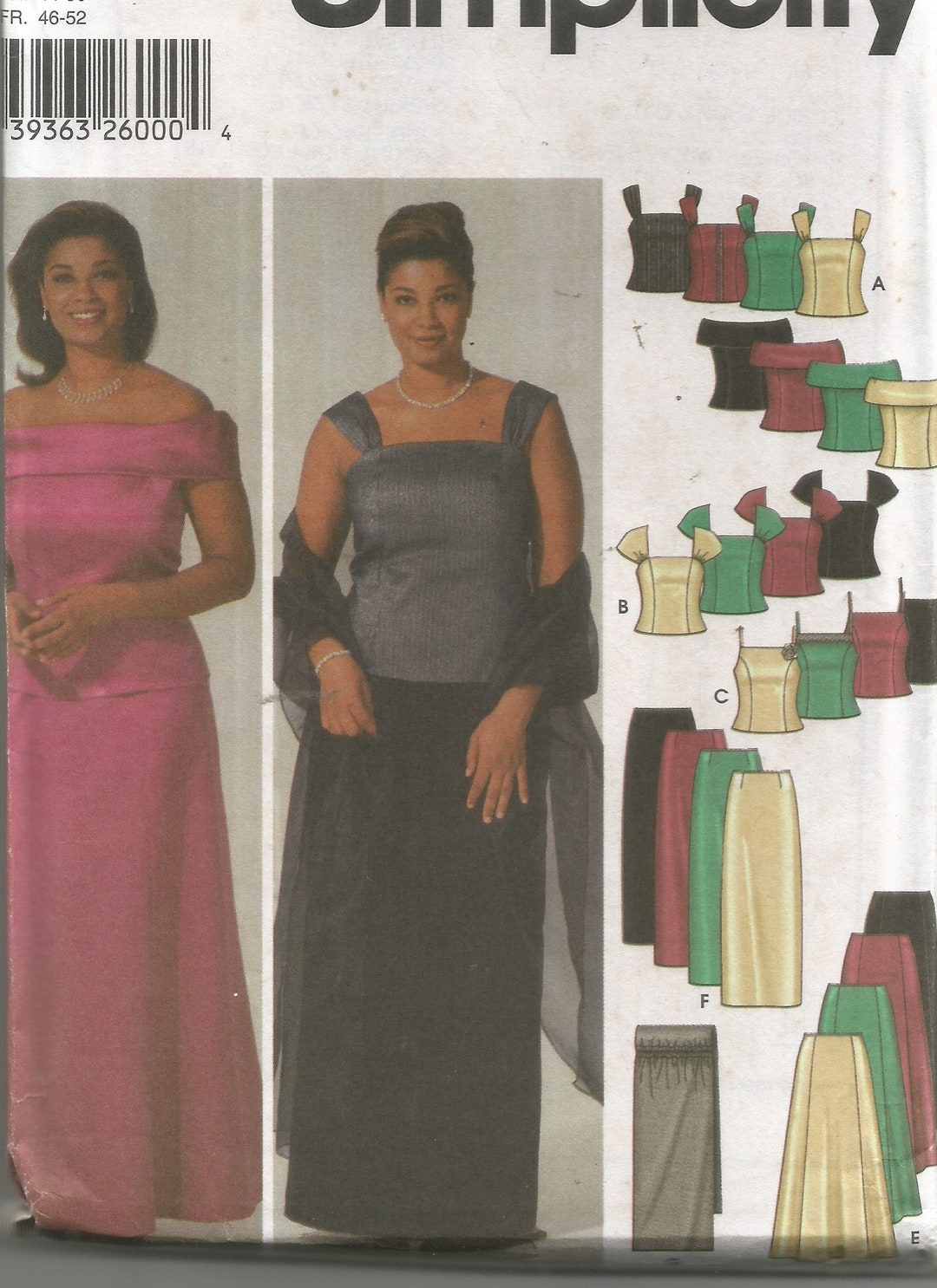 5924 Simplicity Sewing Pattern UNCUT Evening Top Slim/flare Skirt Wrap ...