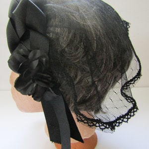 Kopfstück Handgemachtes schwarzes Ripsband-Geflecht Netting Spitze-Haarspangen-Bürgerkriegs-Reenacting HP2