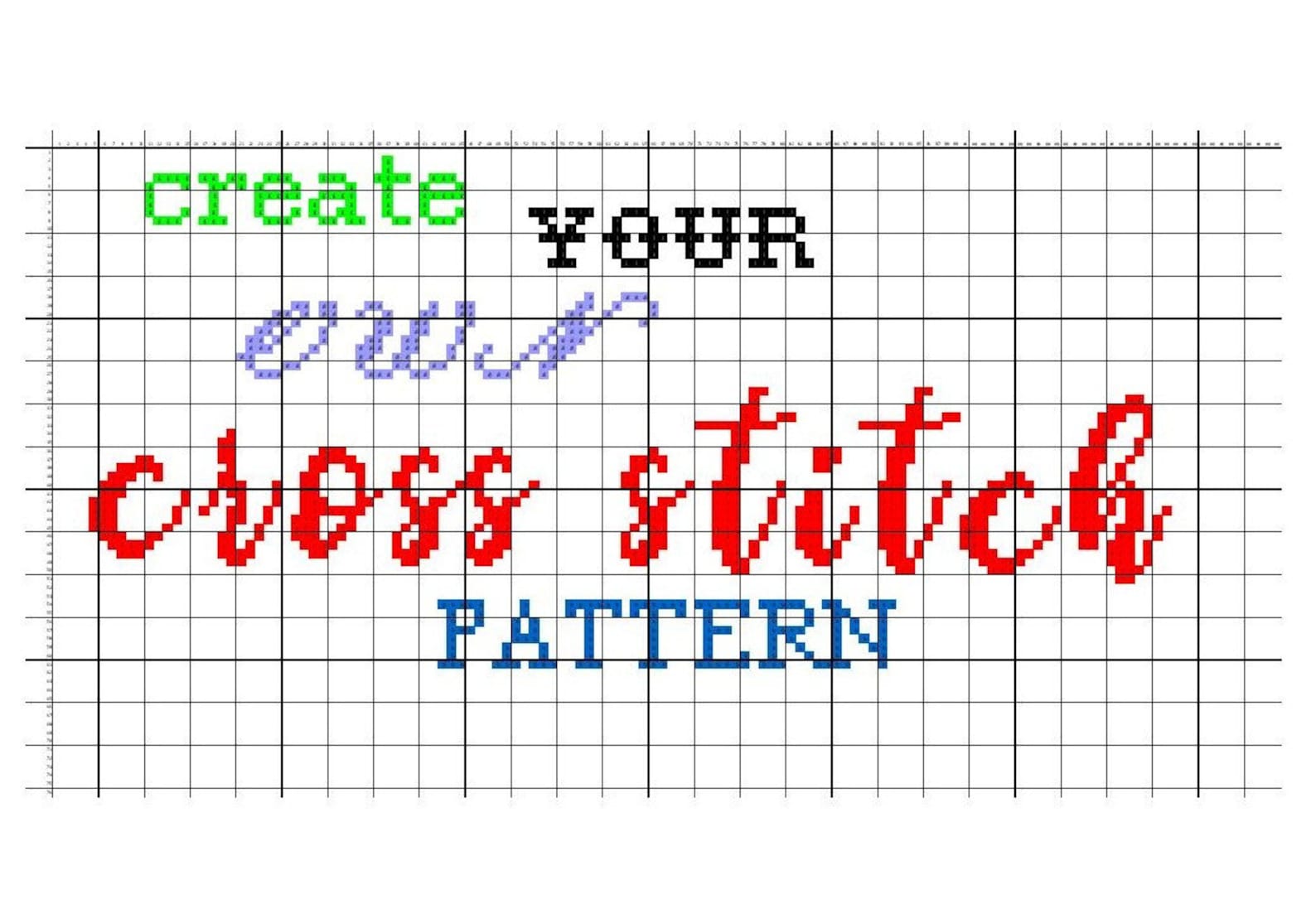 Create Your Own Custom Cross Stitch Pattern Maker Incl 15 Fonts letters