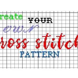 Create Your Own Custom Cross Stitch Pattern Maker incl 15 Fonts Letters and Numbers and 2 Patterns Homo Sweet Homo and Van before Man image 1