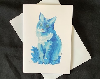 Karta z pozdrowieniami Blue Cat: Zestaw szybkich notatek dla kotów