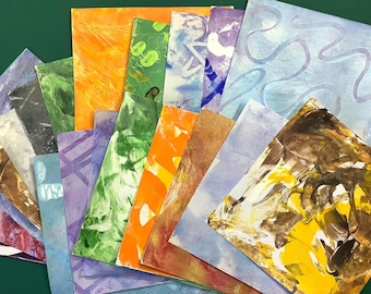 Verschiedene Collagenstücke, gemischte Farben, Journaling, 6 ”x 6”, Scrapbook und Mixed Media Art Projects