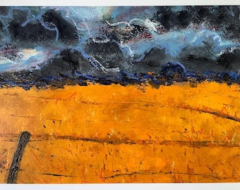 Pole pszenicy, Jesień w Szkocji, Catterline, Szkocja, sztuka półabstrakcyjna, format A4