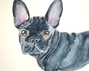 Portret psa na zamówienie: ręcznie malowana akwarelą pamiątka dla zwierzaka (A4)