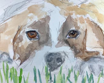 Chilling Dog Akwarela: Wydruk artystyczny z beagle'em św. Bernarda
