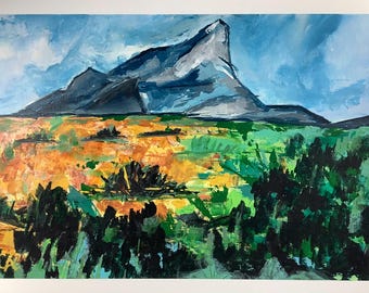 Mont St Victoire, dramatyczna góra, Cezanne, francuski krajobraz, Aix-en-Provence, starzy mistrzowie, ciepłe lato