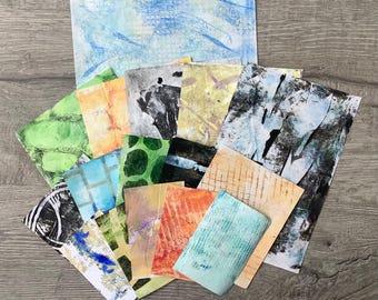 Elementi di collage creativi, pezzi in gel dipinti a mano, motivi materici, 16 misure assortite