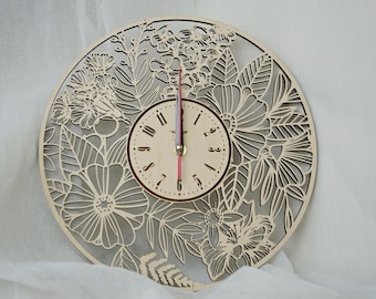 Einzigartige Wanduhr Küche Wohnzimmer Schlafzimmer Personalisierte Home Decor Boho Blumen Holzschild Individuelles Geschenk Einweihungsparty Geburtstag Weihnachten