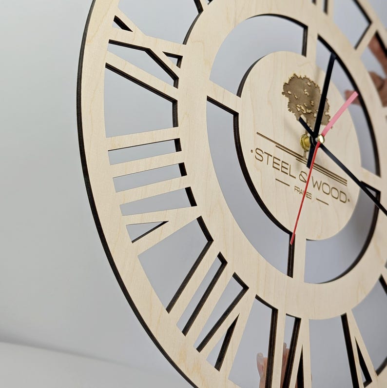 Personalized Wall Clock With Unique Text Logo, Wooden Clock for Office ...