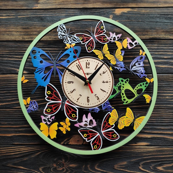 Butterfly Clock Etsy