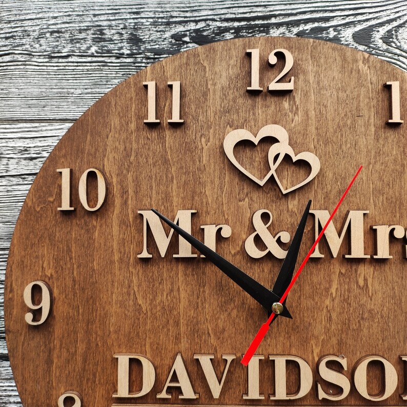 Large Personalized Family Wall Clock 12 16 18 Inch Best 5th Etsy