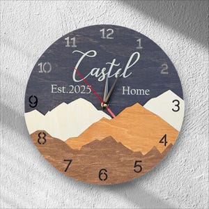 Personalized Wedding Gift Couple Name Wall Clock Unique Mountain Kitchen Living Room Bedroom Decor Custom 5th Anniversary Christmas Gift