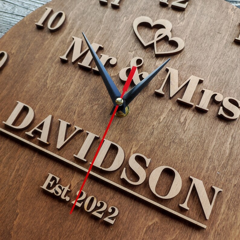 Large Personalized Family Wall Clock 12 16 18 Inch Best 5th Etsy