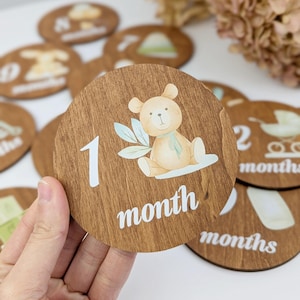 Lot de 12 jolies cartes jalons, disques de croissance mensuels pour bébé
