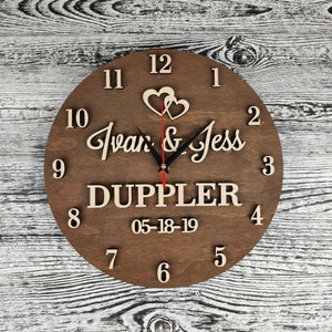 Best 5th Anniversary Gift For Her Him Personalized Wall Clock With Couple Name Unique Wood Home Decor Custom Housewarming Wedding Gift
