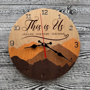 Mountain Wall Clock Unique Kitchen Living Room Bedroom Decor Personalized Couple Gift Housewarming Anniversary Wedding Christmas Family Sign
