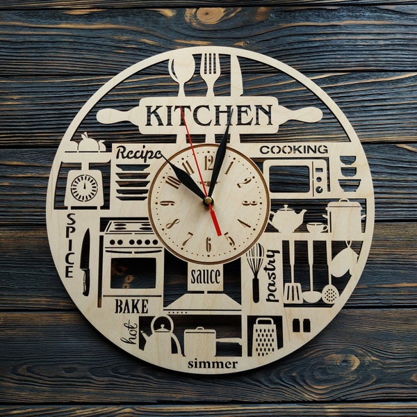 Grande horloge murale de cuisine 12, 16, 18 pouces, fonctionne à piles, cadeau pour maman, femme, grand-mère, anniversaire, Noël, art mural unique pour la maison, horloge de cuisine