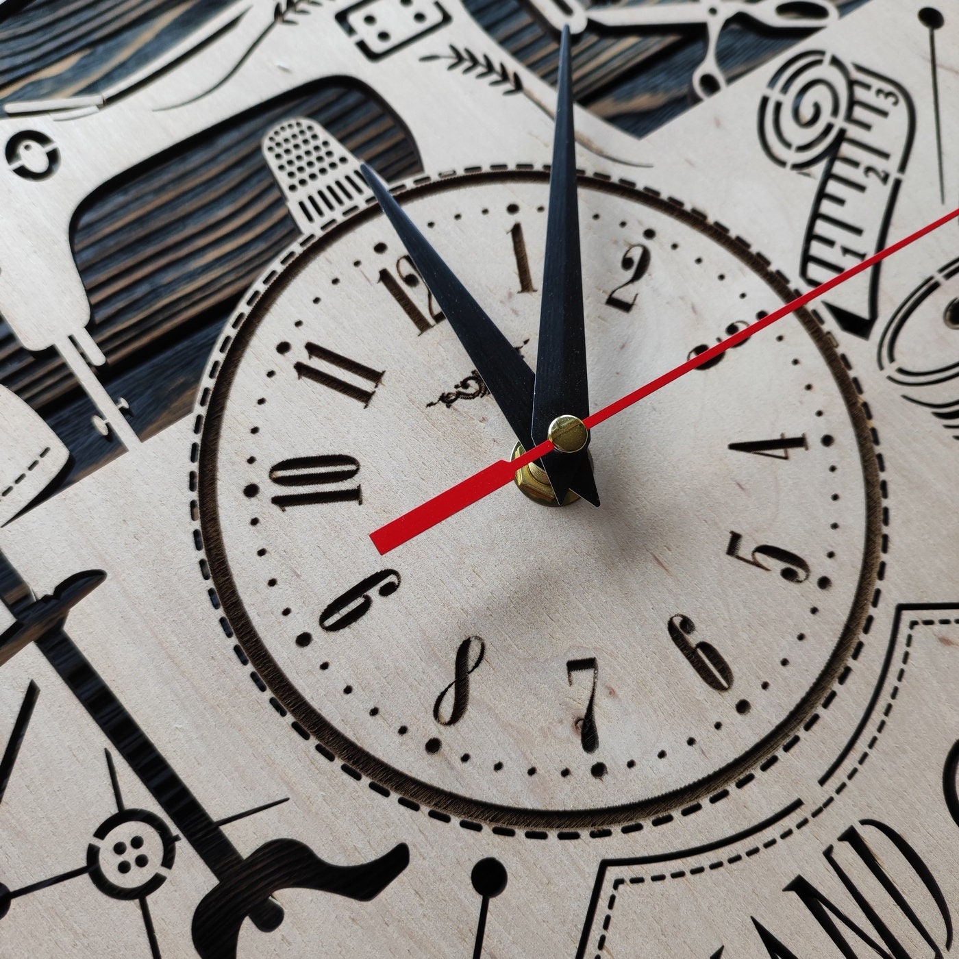 Clock Sencery Large Silent Sewing Wall Clock, Personalized Seamstress & Tailor Gift ...