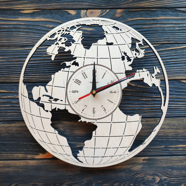 World Map Large Wall Clock Etsy