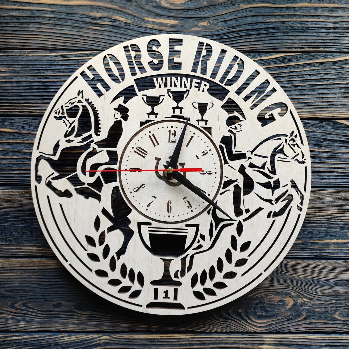 Large Horse Riding Wall Clock 12 16 18 - Etsy
