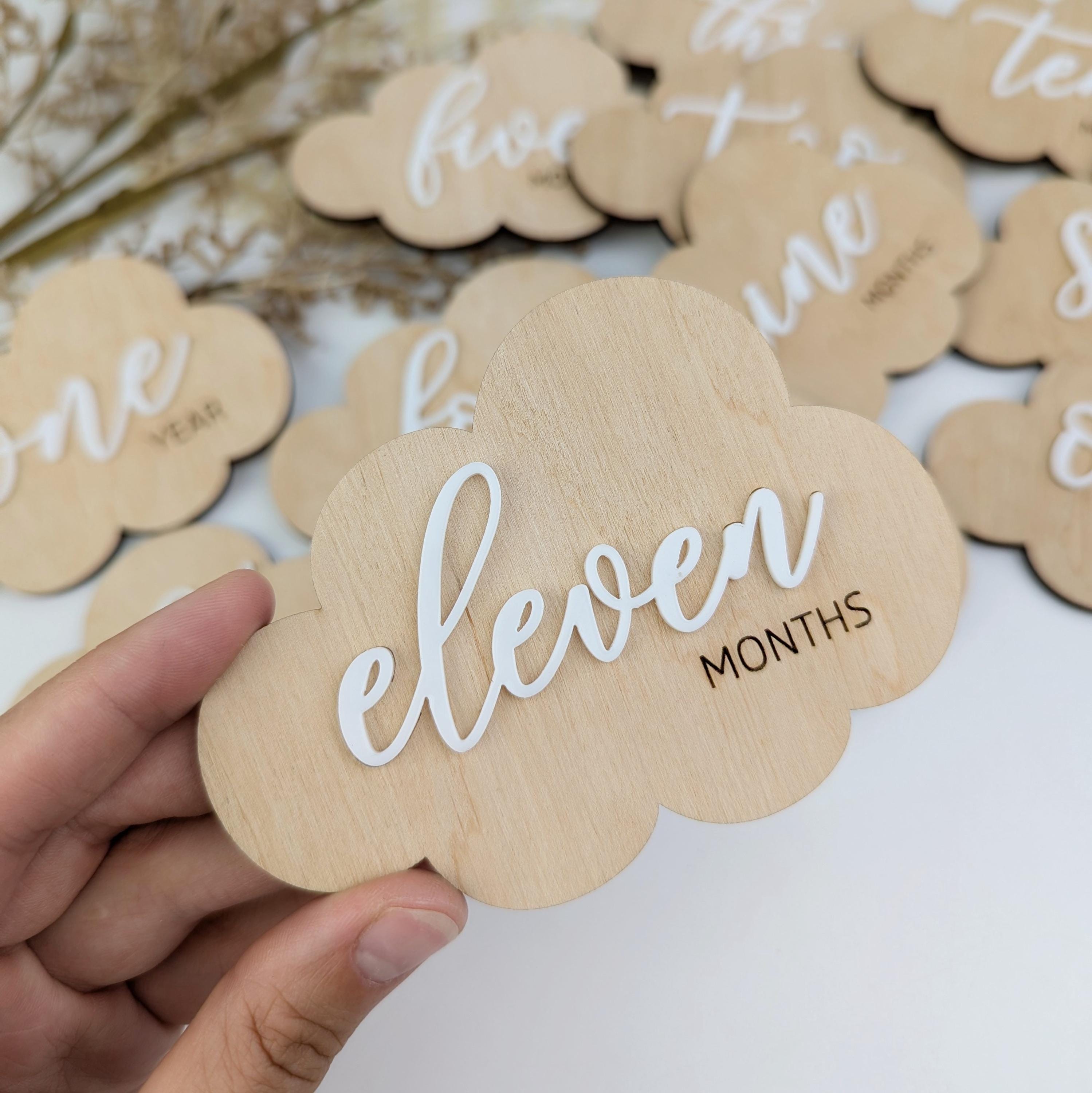 Set of 12 Cute Milestone Cards Monthly Baby Growth Disks Boy Girl ...