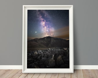 Majestic Milky Way Over Snowdon | Wales | Photographic Print Poster | Landscape Photography | Wall Art | Milky Way | Mountains | Stars