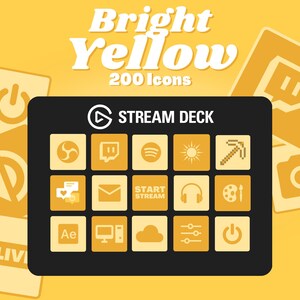 Yellow Stream Deck Icons – 200 Minimalist Twitch & YouTube Buttons (Digital Download)