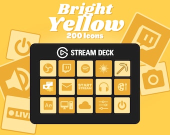 Gelbe Stream Deck Icons - 200 minimalistische Twitch & YouTube Buttons (Digitaler Download)
