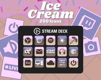Ice Cream Stream Deck Icons - 200 minimalistische Twitch & YouTube Buttons (Digitaler Download)