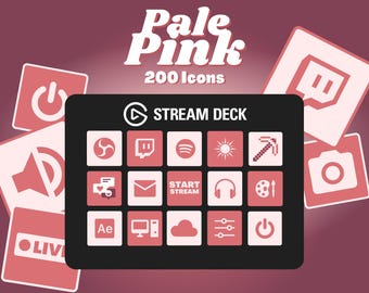 Pinke Stream Deck Icons - 200 minimalistische Twitch & YouTube Buttons (Digitaler Download)