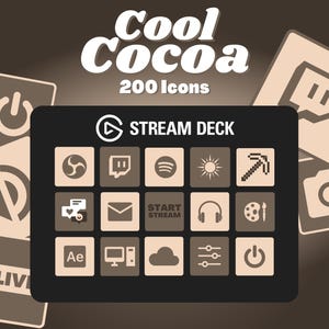 Cocoa Brown Stream Deck Icons – 200 Minimalist Twitch & YouTube Buttons (Digital Download)