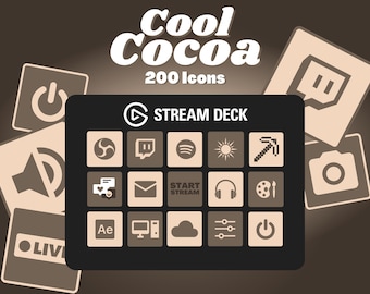 Cocoa Brown Stream Deck Icons - 200 minimalistische Twitch & YouTube Buttons (Digitaler Download)