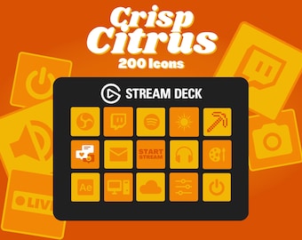 Orange Stream Deck Icons - 200 minimalistische Twitch & YouTube Buttons (Digitaler Download)