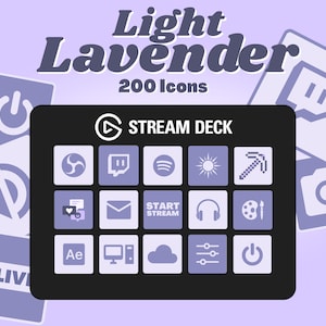 Light Lavender Stream Deck Icons – 200 Minimalist Twitch & Youtube Buttons (Digital Download)