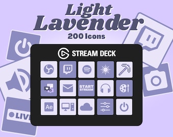 Light Lavender Stream Deck Icons - 200 minimalistische Twitch & Youtube Buttons (Digitaler Download)