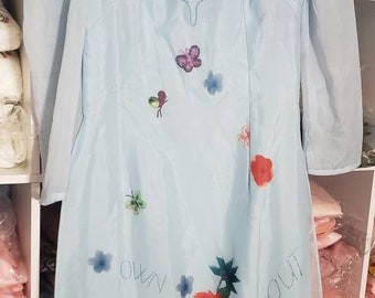 Vietnamese dress Ao Dai cach tan modern dress new style with white pant size M