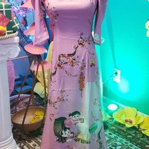 Vietnamese dress Ao Dai long dress trandional design purple