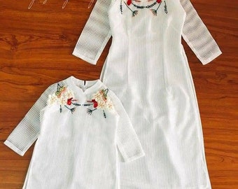 Vietnamese dress Ao Dai cach tan modern dress new style mommy and me